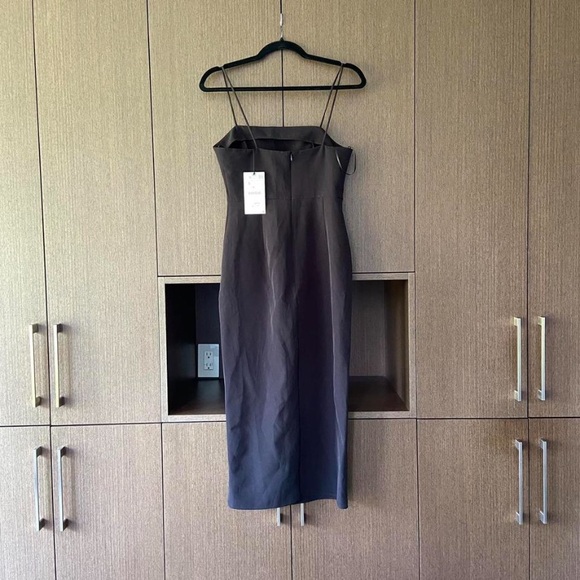 Zara Black Tube Midi Dress with Slit - Picture 2 of 8